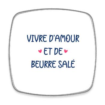 Vivre d'amour de Beure salé - Magnet carré - blanc - Devant