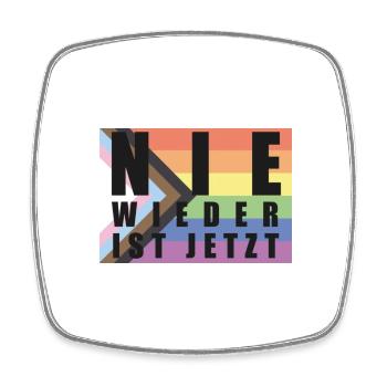 Nie Wieder ist jetzt LGBTQAI+ Flagge - Viereckiger Kühlschrankmagnet - Weiß - Vorne