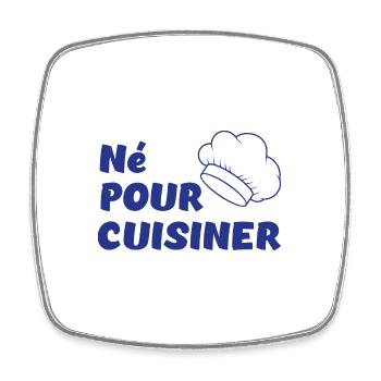 Né pour cuisiner - Magnet carré - blanc - Devant