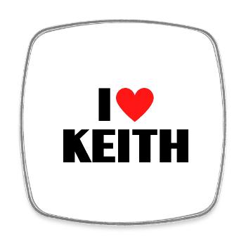 I love Keith Rotes Herz Liebe Fan Geschenk - Viereckiger Kühlschrankmagnet - Weiß - Vorne