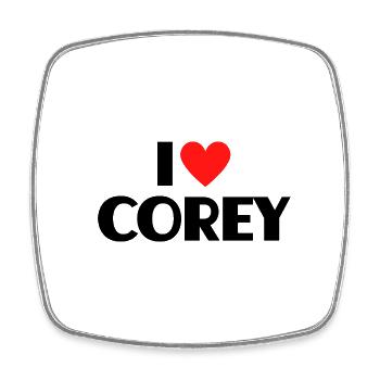 J’aime Corey Red Heart Love Fan Gift - Magnet carré - blanc - Devant