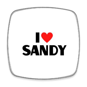 J’aime Sandy Red Heart Love Love Fan Gift - Magnet carré - blanc - Devant