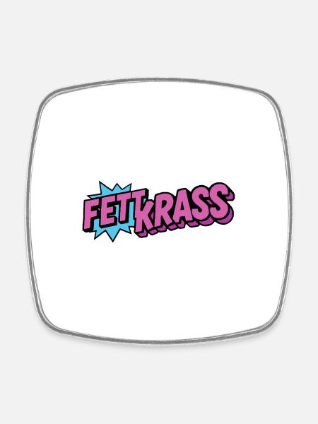 Fett Krass Retro Schriftzug - Viereckiger Kühlschrankmagnet - Weiß