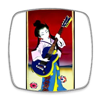 Geisha rocking the world - Square fridge magnet - white - Front