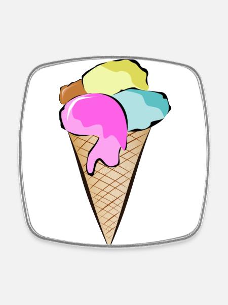 Eiscreme - Viereckiger Kühlschrankmagnet - Weiß