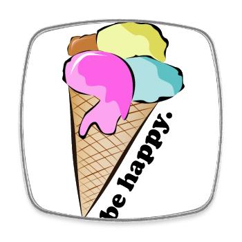 Eiscreme - be happy. - Viereckiger Kühlschrankmagnet - Weiß - Vorne