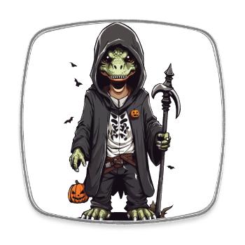 Effrayant drôle Grim Reaper Dinosaure Halloween - Magnet carré - blanc - Devant