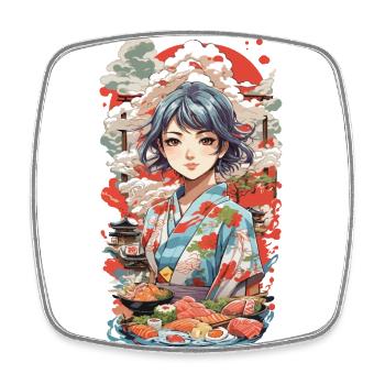 Anime Sushi Fusion Manga Food Ästhetik - Viereckiger Kühlschrankmagnet - Weiß - Vorne