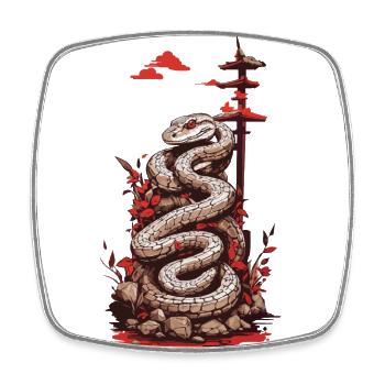 Traditional Japanese tattoo snake design - Square fridge magnet - white - Front