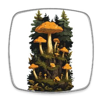 Retro Chanterelles Mushroom Picker Dream Mushroom Design - Square fridge magnet - white - Front