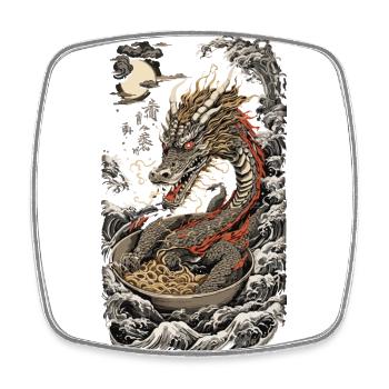 Ramen Drache Ukiyo-E Kanji Japan Kunst Design - Viereckiger Kühlschrankmagnet - Weiß - Vorne