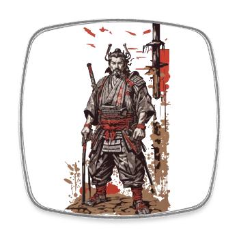 Vintage Samurai Retro Japan Flair - Viereckiger Kühlschrankmagnet - Weiß - Vorne