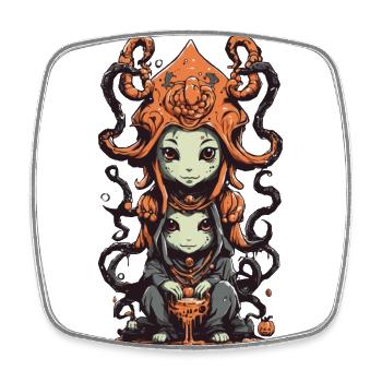 Slimy Cartoon Monster Halloween Highlight - Square fridge magnet - white - Front