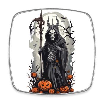 Le magicien noir Grim Reaper à Halloween - Magnet carré - blanc - Devant