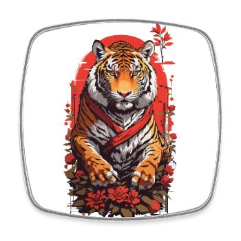 Retro Tiger Kunst Asian Art Style Design - Square fridge magnet - white - Front