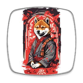 Shiba Kanji Retro Hunde Design im Japan Stil - Viereckiger Kühlschrankmagnet - Weiß - Vorne