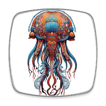 Méduse Mer Mandala Méditation Spiritualité - Magnet carré - blanc - Devant