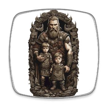 Nordischer Wikinger Papa Krieger Vatertag Design - Viereckiger Kühlschrankmagnet - Weiß - Vorne