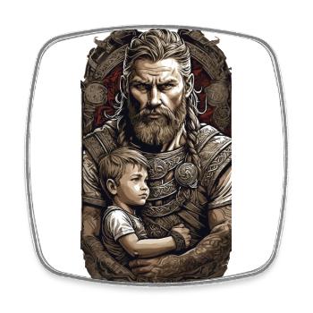 Viking Father & Son - Warrior Heroes Family - Square fridge magnet - white - Front