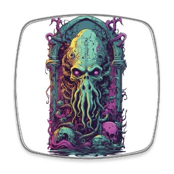Monstre occulte démone tentacules design gothique - Magnet carré - blanc - Devant