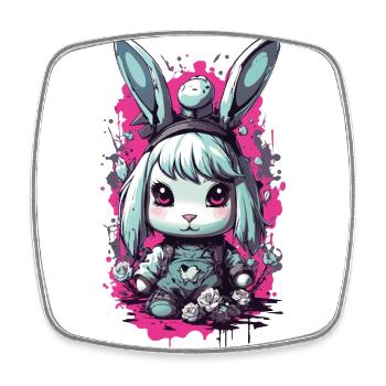 Goth Bunny Kawaii Pastel gothique Design - Magnet carré - blanc - Devant