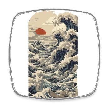 Ukiyo-E Wave Vintage Japon Streetwear - Magnet carré - blanc - Devant