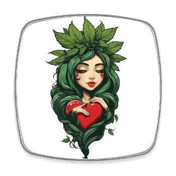 Plant Leaves Girl Heart Tattoo Streetwear - Square fridge magnet - white - Front