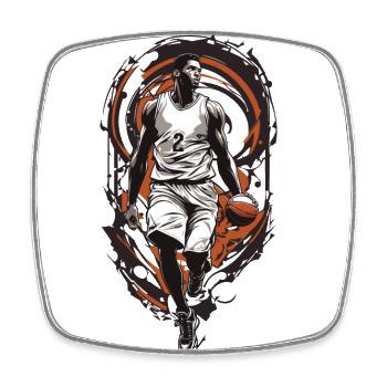 Basketball Dribbling Aesthetic Player Streetwear - Square fridge magnet - white - Front