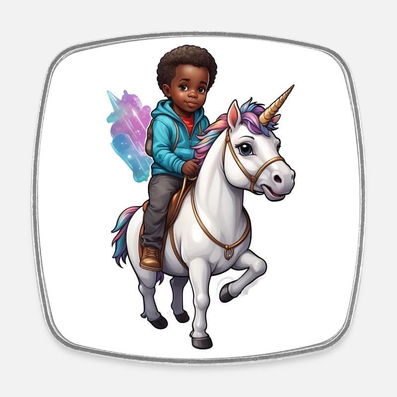 Idée cadeau Licorne garçon - Magnet carré - blanc