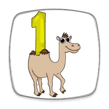 1 Year Old - School Enrollment - Camel Motif - Number 1 - Square fridge magnet - white - Front