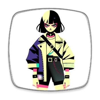 Super Angry Girl - Viereckiger Kühlschrankmagnet - Weiß - Vorne