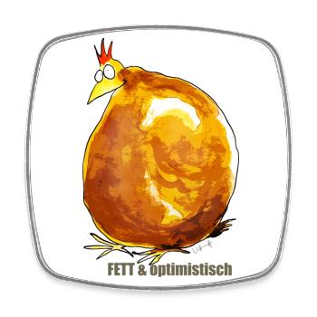 Fett & Optimistisch - Viereckiger Kühlschrankmagnet - Weiß - Vorne