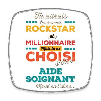 Aide Soignant - Magnet carré - blanc - Devant