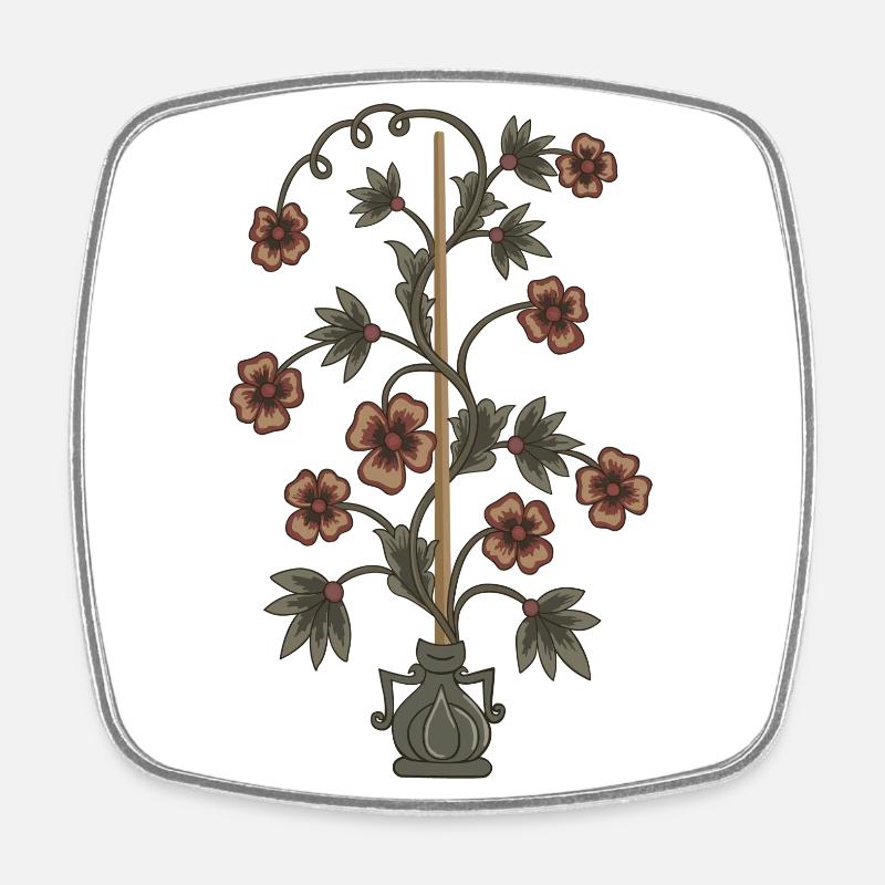 Marten's flowers - Square fridge magnet - white