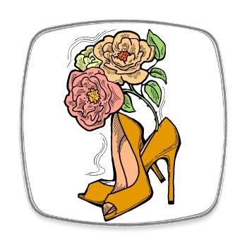 High heels shoes with rose flower. Romantic style. - Square fridge magnet - white - Front