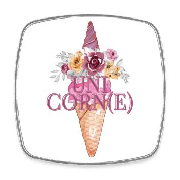 Cornet de crème glacée licorne unique - Magnet carré - blanc - Devant