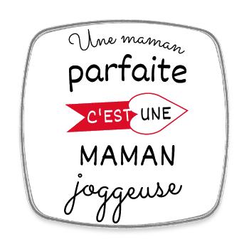 Une maman parfaite c est une maman joggeuse - Magnet carré - blanc - Devant