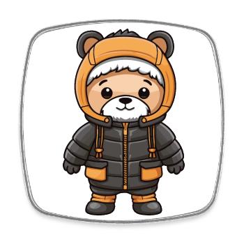 Bear Winter Comic - Square fridge magnet - white - Front