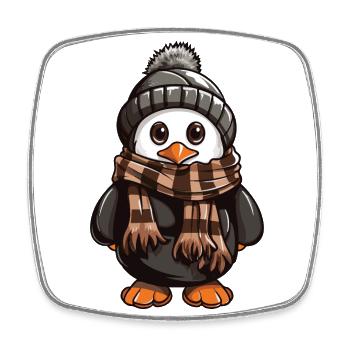 Penguin Cute Winter Comic - Square fridge magnet - white - Front