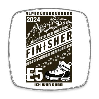 Alpenüberquerung E5 Finisher 2024 - Viereckiger Kühlschrankmagnet - Weiß - Vorne