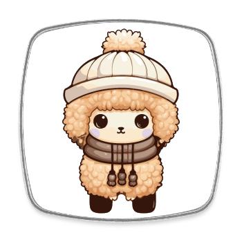 Alpaca Animal Baby Llama Comic Winter - Square fridge magnet - white - Front
