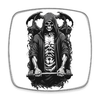 Motif de remise en forme Grim Reaper Bodybuilder - Magnet carré - blanc - Devant
