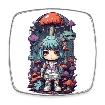 Festival de musique Kawaii Anime Mushroom Girl Goa - Magnet carré - blanc - Devant