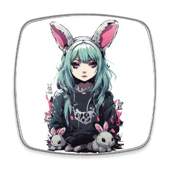 Anime Bunny gothique e-Girl Vintage Design - Magnet carré - blanc - Devant