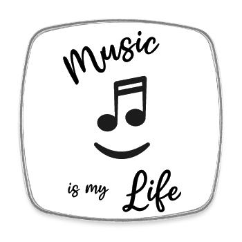 "Music is my life" Music Musician Sheet Music - Square fridge magnet - white - Front