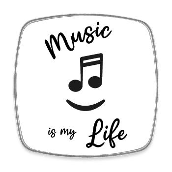 Musik - Music is my life - Note lachen - Viereckiger Kühlschrankmagnet - Weiß - Vorne