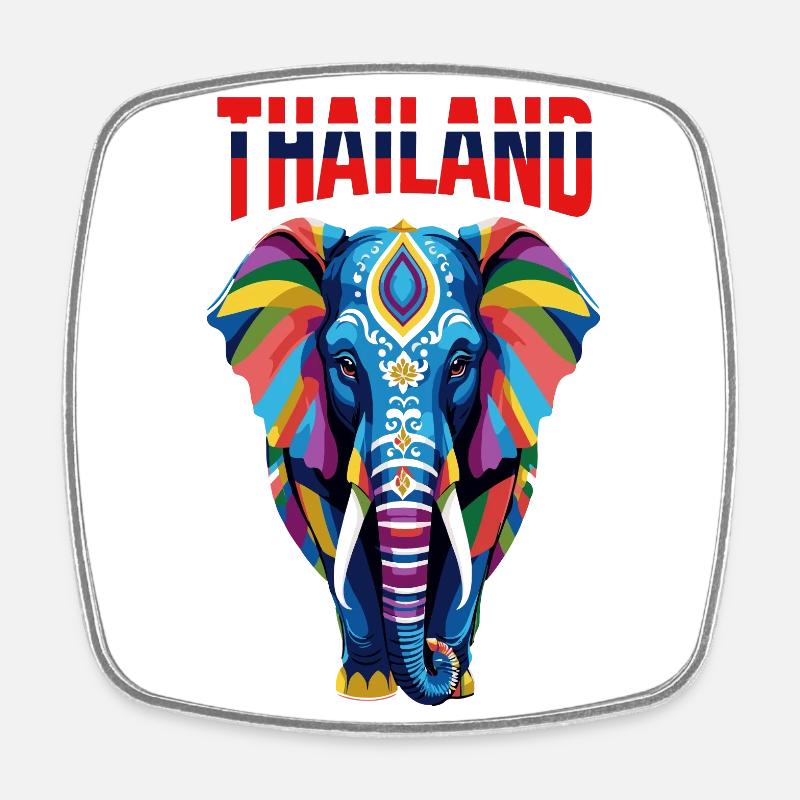 Éléphant abstrait coloré de Thaïlande - Magnet carré - blanc