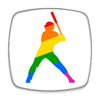 Conception de sport de baseball arc-en-ciel - Magnet carré - blanc - Devant