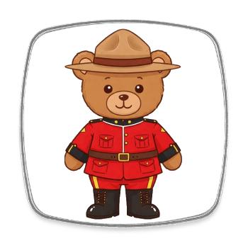 Ours en peluche Policier canadien Mountie - Magnet carré - blanc - Devant