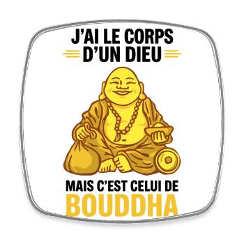 T-shirt humour Bouddha Corps d’un dieu - Magnet carré - blanc - Devant